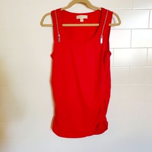 MK Red Sleeveless Top with Cinched Sides